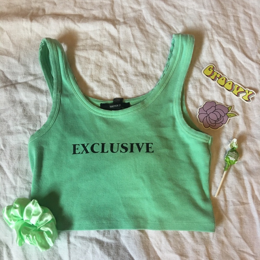 Lime Forever21 Crop Top w/ Accessories